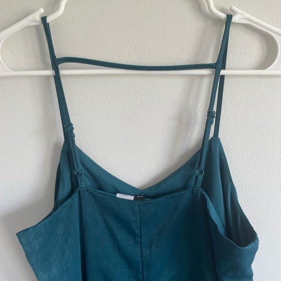 Divided by H&M Teal Blue Silky Strappy Sleeve Mini Slip Cocktail Dress - Picture 4 of 6